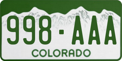 CO license plate 998AAA