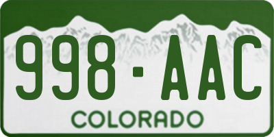 CO license plate 998AAC