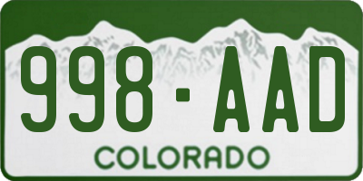 CO license plate 998AAD
