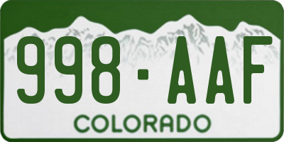 CO license plate 998AAF