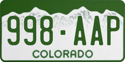 CO license plate 998AAP