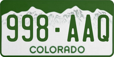 CO license plate 998AAQ