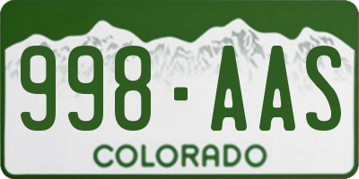 CO license plate 998AAS