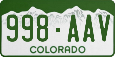 CO license plate 998AAV