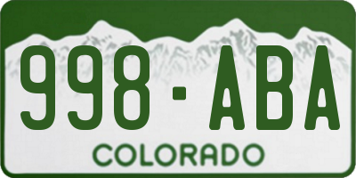 CO license plate 998ABA