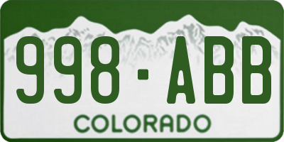 CO license plate 998ABB