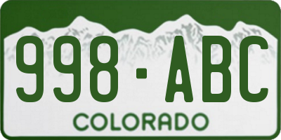CO license plate 998ABC