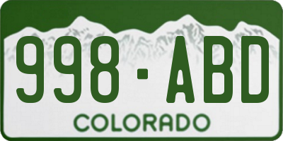 CO license plate 998ABD