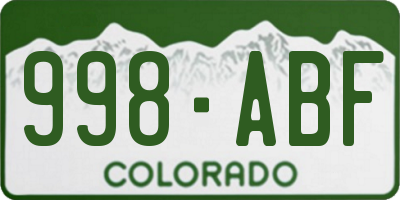 CO license plate 998ABF