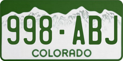 CO license plate 998ABJ