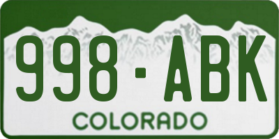 CO license plate 998ABK