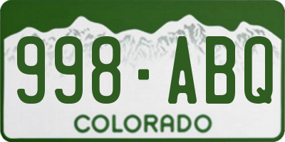 CO license plate 998ABQ