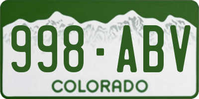 CO license plate 998ABV