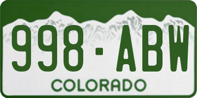 CO license plate 998ABW