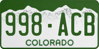 CO license plate 998ACB