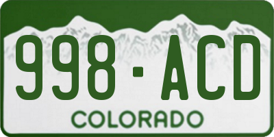 CO license plate 998ACD