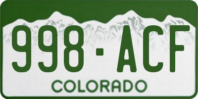 CO license plate 998ACF