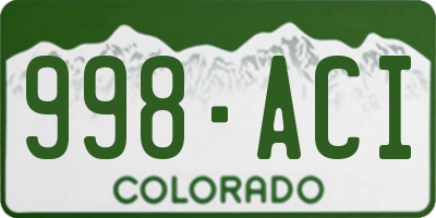 CO license plate 998ACI