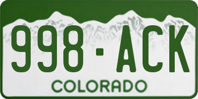 CO license plate 998ACK