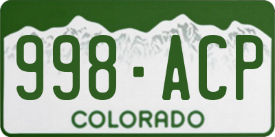 CO license plate 998ACP