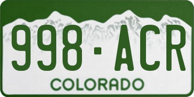 CO license plate 998ACR