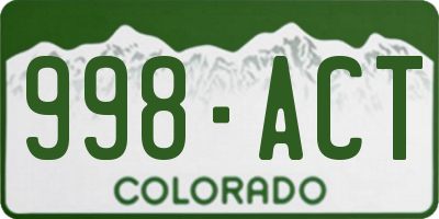 CO license plate 998ACT