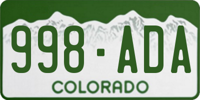 CO license plate 998ADA