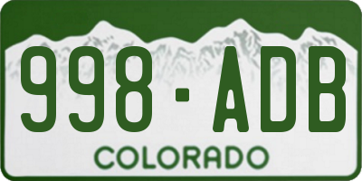 CO license plate 998ADB