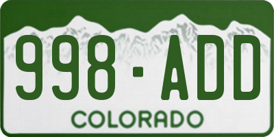 CO license plate 998ADD
