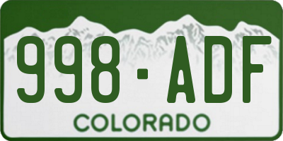 CO license plate 998ADF