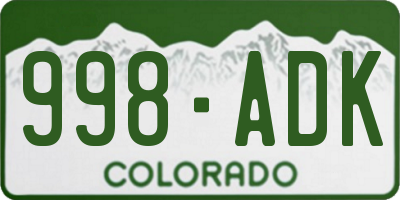 CO license plate 998ADK