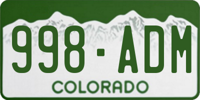 CO license plate 998ADM