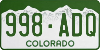 CO license plate 998ADQ