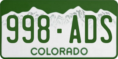 CO license plate 998ADS
