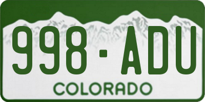 CO license plate 998ADU
