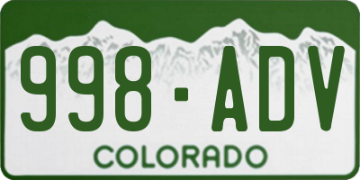 CO license plate 998ADV