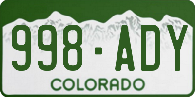 CO license plate 998ADY