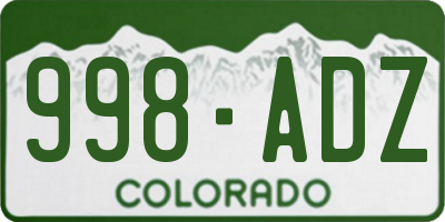 CO license plate 998ADZ