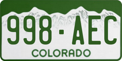 CO license plate 998AEC