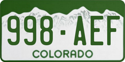 CO license plate 998AEF