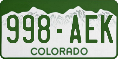 CO license plate 998AEK