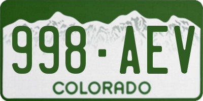 CO license plate 998AEV