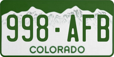 CO license plate 998AFB
