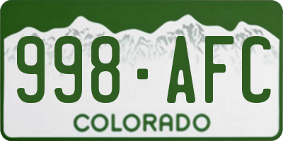 CO license plate 998AFC