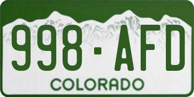 CO license plate 998AFD