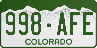 CO license plate 998AFE