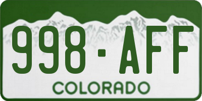 CO license plate 998AFF