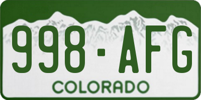 CO license plate 998AFG