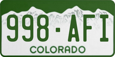 CO license plate 998AFI