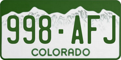 CO license plate 998AFJ